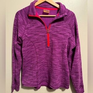 Cabela's Half Zip Purple Sweatshirt Coral Accent Women’s Size Large Outdoor Warm